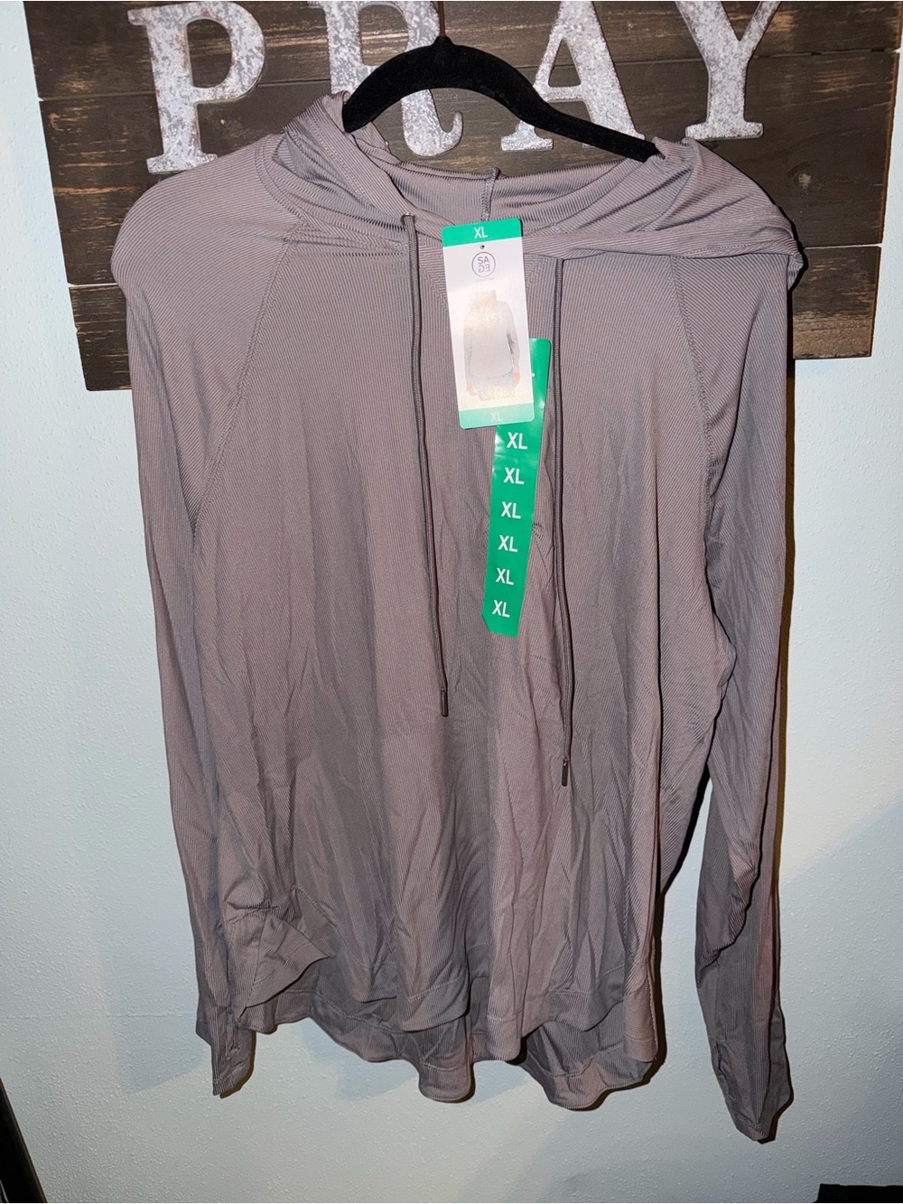 Light Mauve Women's Hooded Long Sleeve Top
